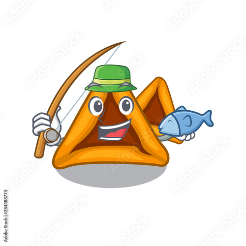 Fishing hamantaschen cookies isolated with the mascot