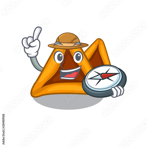 Explorer hamantaschen cookies isolated with the mascot