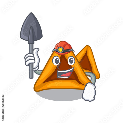 Miner hamantaschen cookies isolated with the mascot
