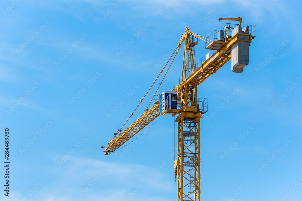 Rovigo, Italy - July, 21, 2019: the image of a crane Rovigo, Italy - July, 21, 2019: the image of a crane
