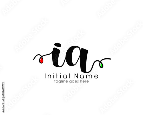 I A IA Initial brush color logo template vetor