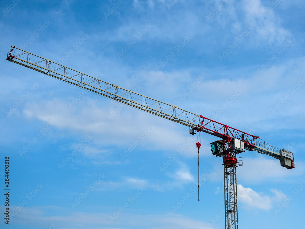 Rovigo, Italy - July, 21, 2019: the image of a crane Rovigo, Italy - July, 21, 2019: the image of a crane