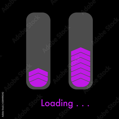 Loading bar in progress. purple text loading
