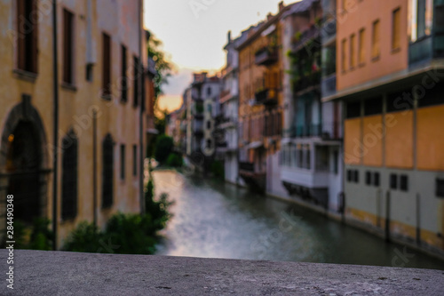 Padova, Italy - July, 27, 2019: Landscape with the image of channel in Padova, Italy