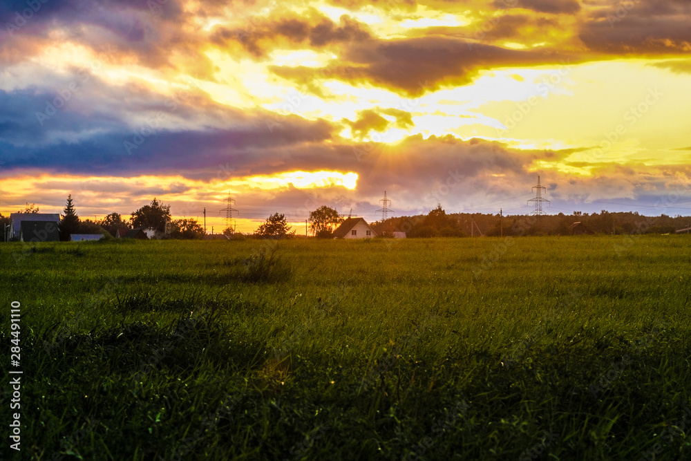 Landscape with the image of country side at sunset Landscape with the image of country side at sunset