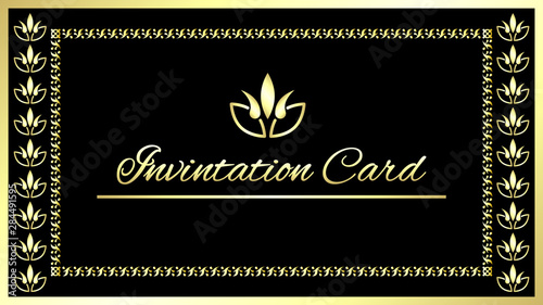 Invitation Card in Golden Frame 