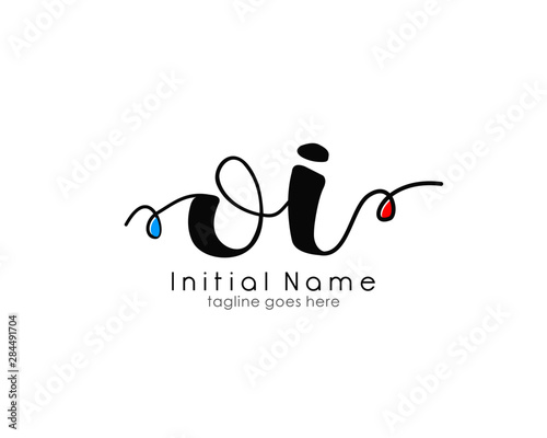 O I OI Initial brush color logo template vetor