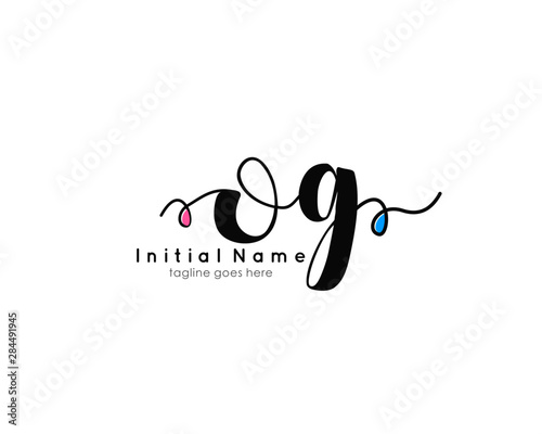 O G OG Initial brush color logo template vetor