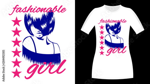 Fashionable Girl Print T-Shirt