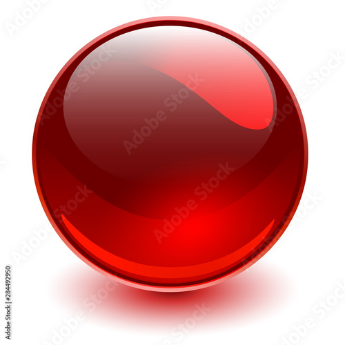 Glass sphere red, 3D shiny ...