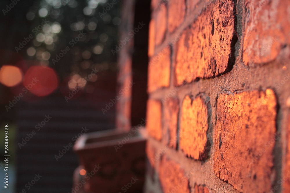 brick wall shot at sunset