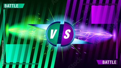VS battle forces green and purple lightnings