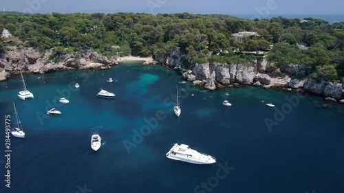Aerial video of sea. Monte-Carlo. Monaco. French Riviera. Nice. Yacht. Ship.