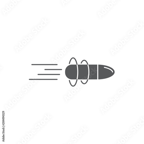 Flying bullet vector icon symbol isolated on white background