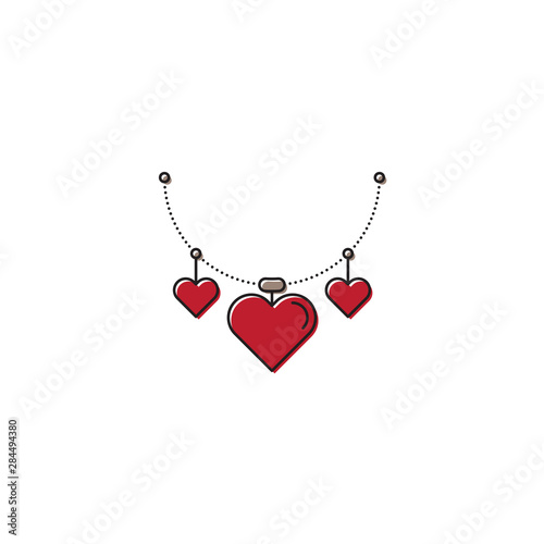 Heart necklace vector icon symbol isolated on white background