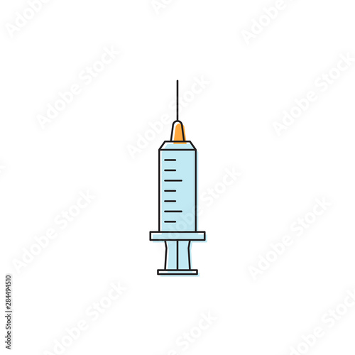 Medical syringe vector icon symbol isolated on white background