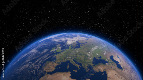 Fototapeta Naklejka Na Ścianę i Meble -  3d closeup render of planet earth from space. Elements of this image by NASA