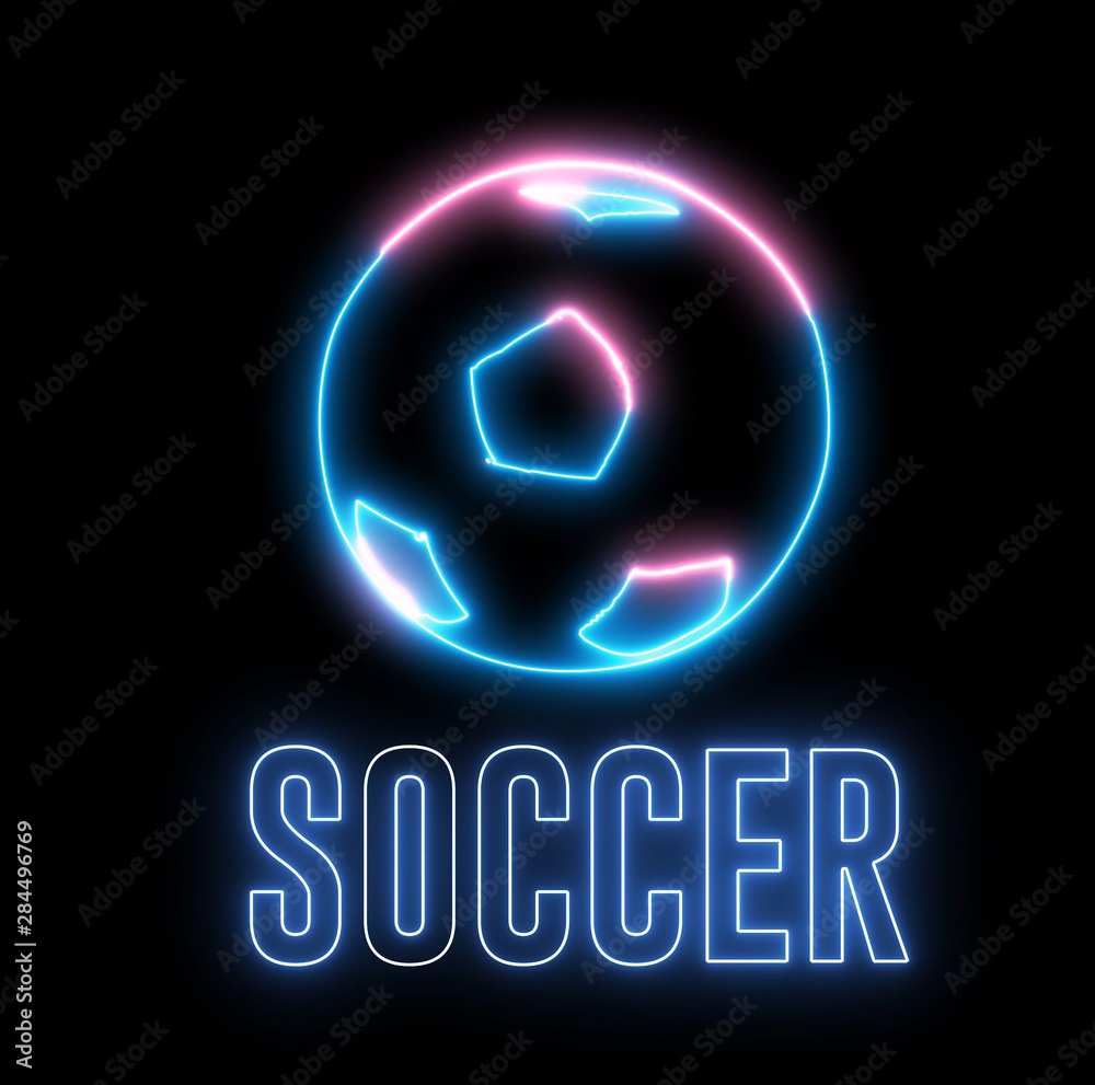 Neon football ball and text Neon football ball and text