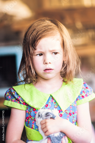 little girl with rabbit