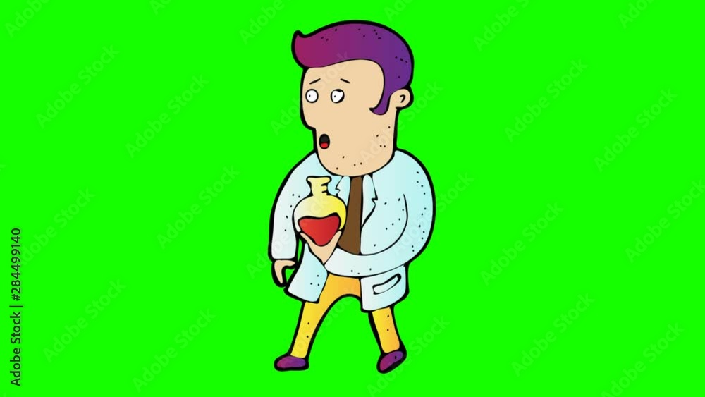 animated chemist character . green screen 2D animation animated chemist character . green screen 2D animation
