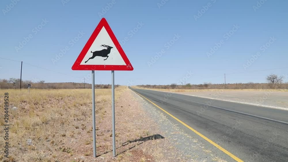 Animal road sign along highway in Namibia Animal road sign along highway in Namibia