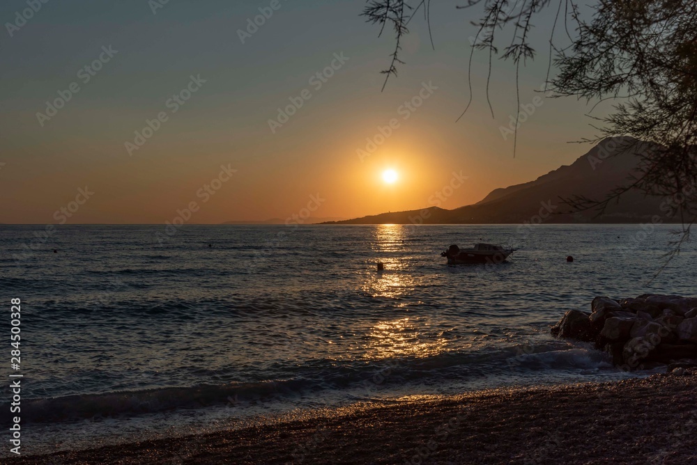 Beach in sunset in Croatia