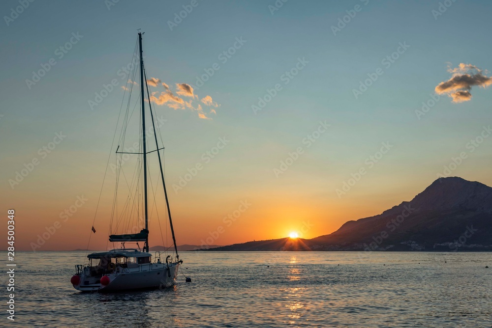 Dalmatian coast in Croatia at sunset