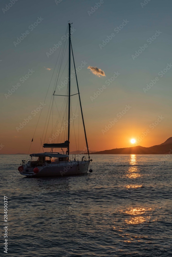 Golden sunset at Adriatic sea