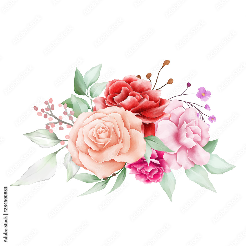 Elegant flowers arrangements composition for wedding or greeting cards element