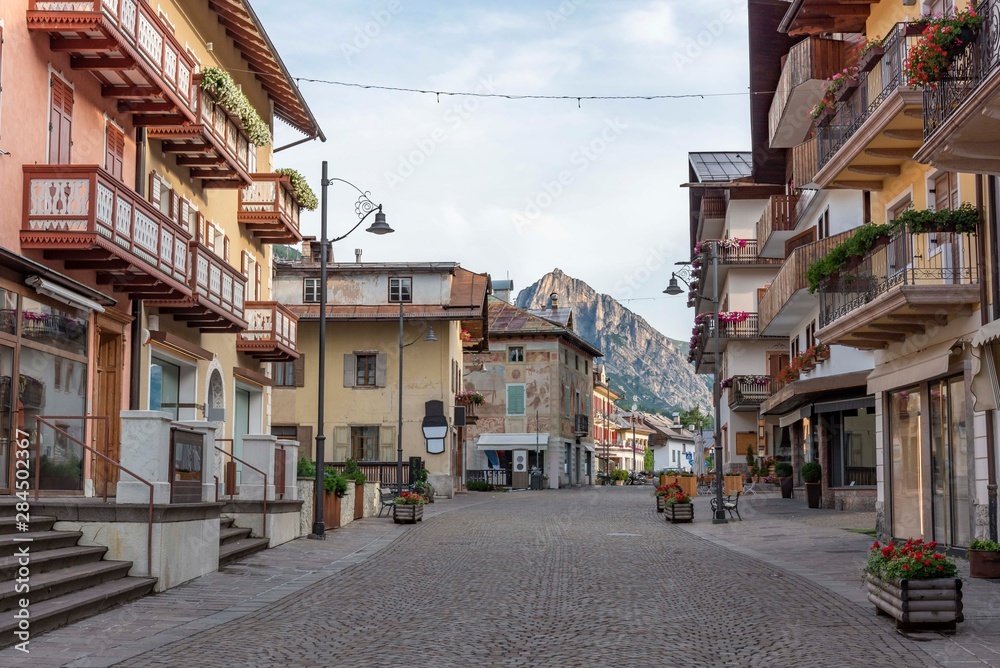 Cortina town in Italy in summer