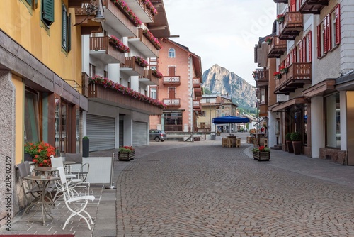 Curved street in Cortina in Italy