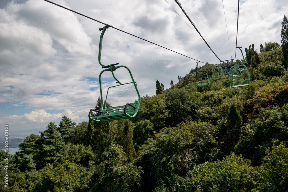 Ropeway the way go to The Dragon Gate, Xishan Forest Park, Kunming, Yunnan Province, China