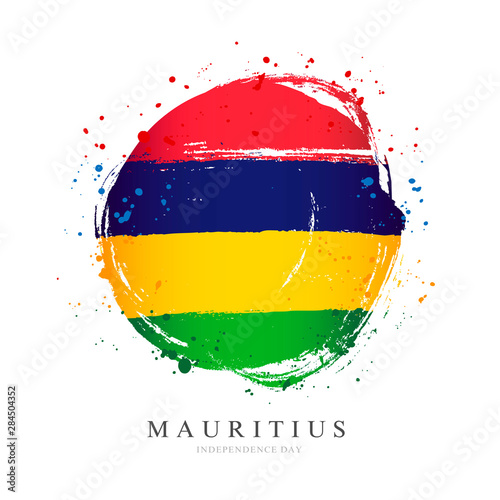 Mauritius flag in the shape of a big circle. photo