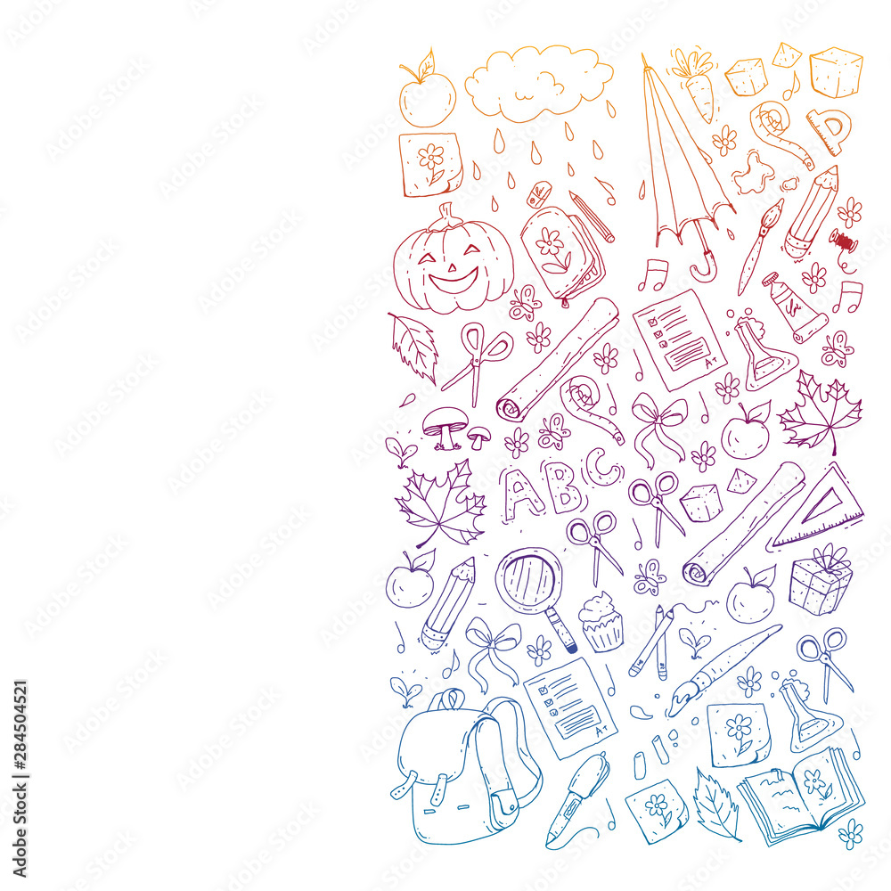 Back to school vector pattern. Education icons for children. Back to school vector pattern. Education icons for children.