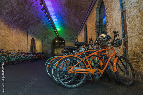 Bikes in Banksky tunnel, london.