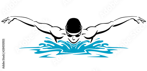 Canvas Print Butterfly Swimmer Athlete Front View