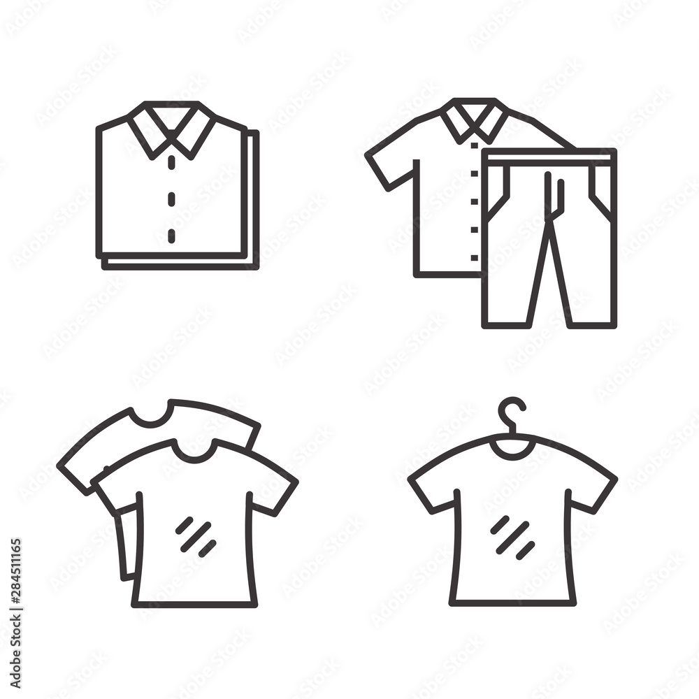 Set of clothes icon line design. Clothes vector illustration with simple  line design suitable for laundry icon or clothing icon Stock Vector