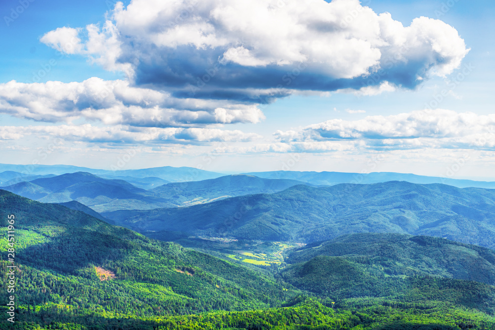 Beautiful mountain landscape with a beautiful cloudy sky. Mountain landscape. Travels.