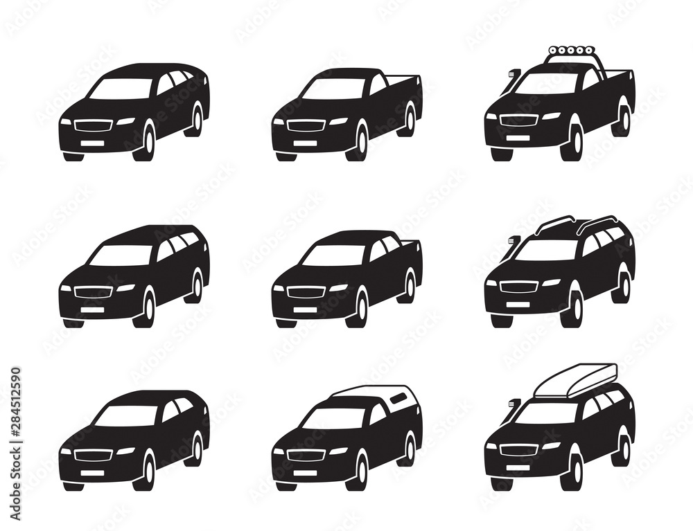 Different Sport utility vehicles in perspective - vector illustration