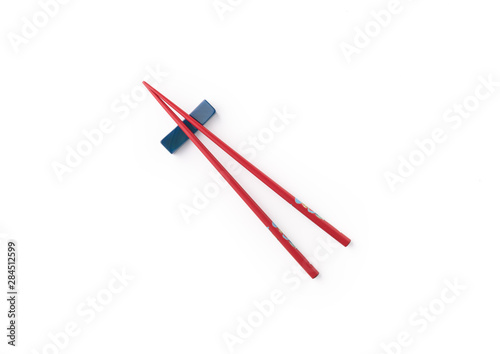 red chopstick on isolated white background