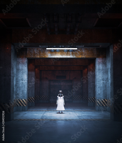 3d illustration of ghost girl in restricted area