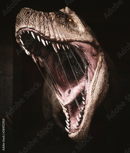 Aggressive dinosaur in restricted area,3d rendering © Joelee Creative