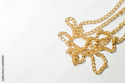Golden chain isolated on white