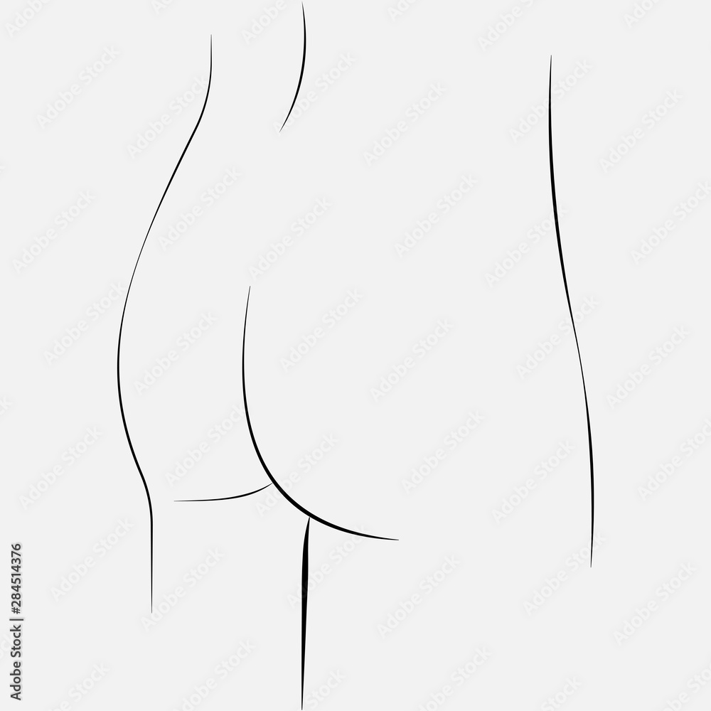 Buttocks of back woman icon lines style. Vector Illustration Buttocks of back woman icon lines style. Vector Illustration