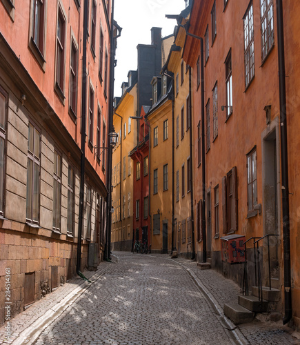 Sweden, Stockholm, on an old street in Gamlastan. The ancient part of the city