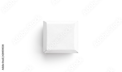 Blank white burger carton box mock up, isolated, top view, 3d rendering. Empty pasteboard container mockup. Clear eco-friendly lunch boxed for logotype template.