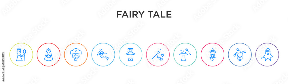 fairy tale concept 10 outline colorful icons fairy tale concept 10 outline colorful icons