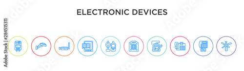 electronic devices concept 10 outline colorful icons