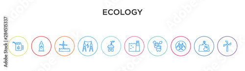 ecology concept 10 outline colorful icons