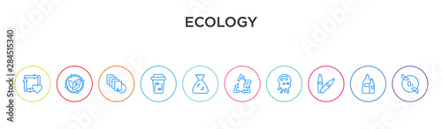 ecology concept 10 outline colorful icons